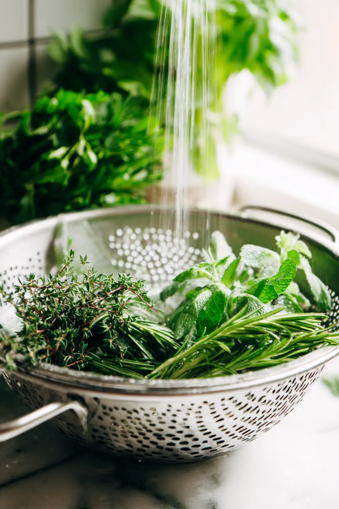 Rinse herbs under cold water and pat dry