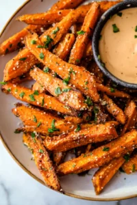 Serve hot fries with honey dip on the side