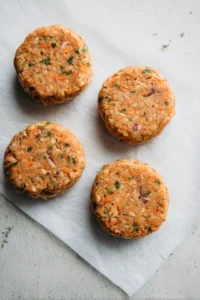 Shape the mixture into four equal-sized patties