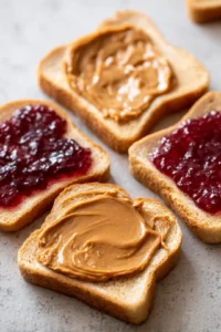 Spread jelly on the other four slices of bread and press onto peanut butter-covered slices to form sandwiches