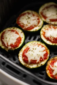 Top each zucchini slice with a teaspoon of pizza sauce and a sprinkle of mozzarella