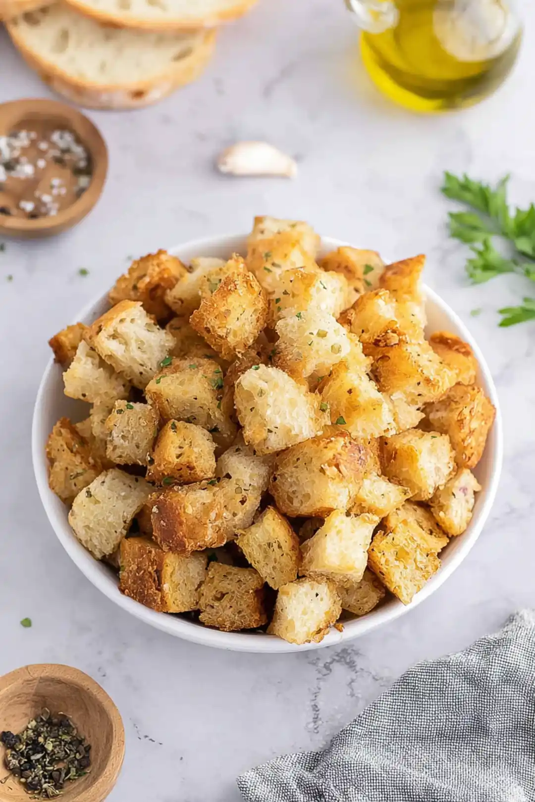 Air fryer bao bun croutons