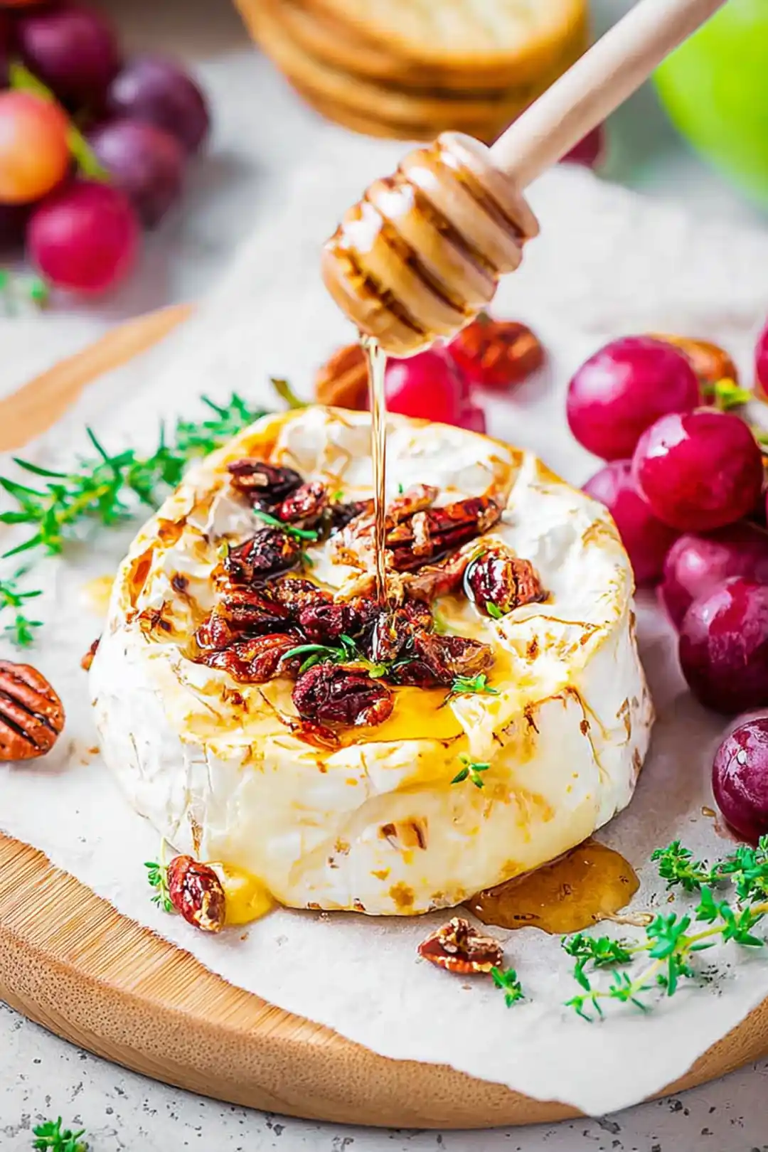 Air Fryer Brie with Honey and Crackers