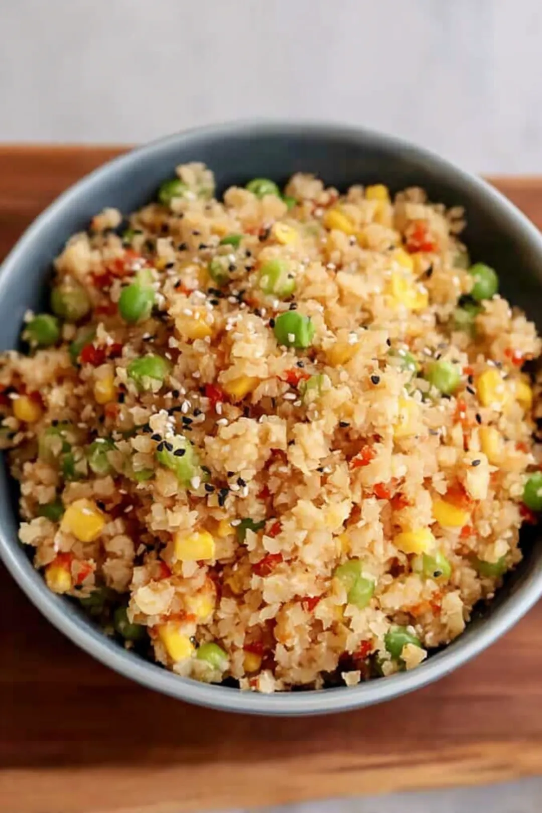 Air fryer cheesy cauliflower rice