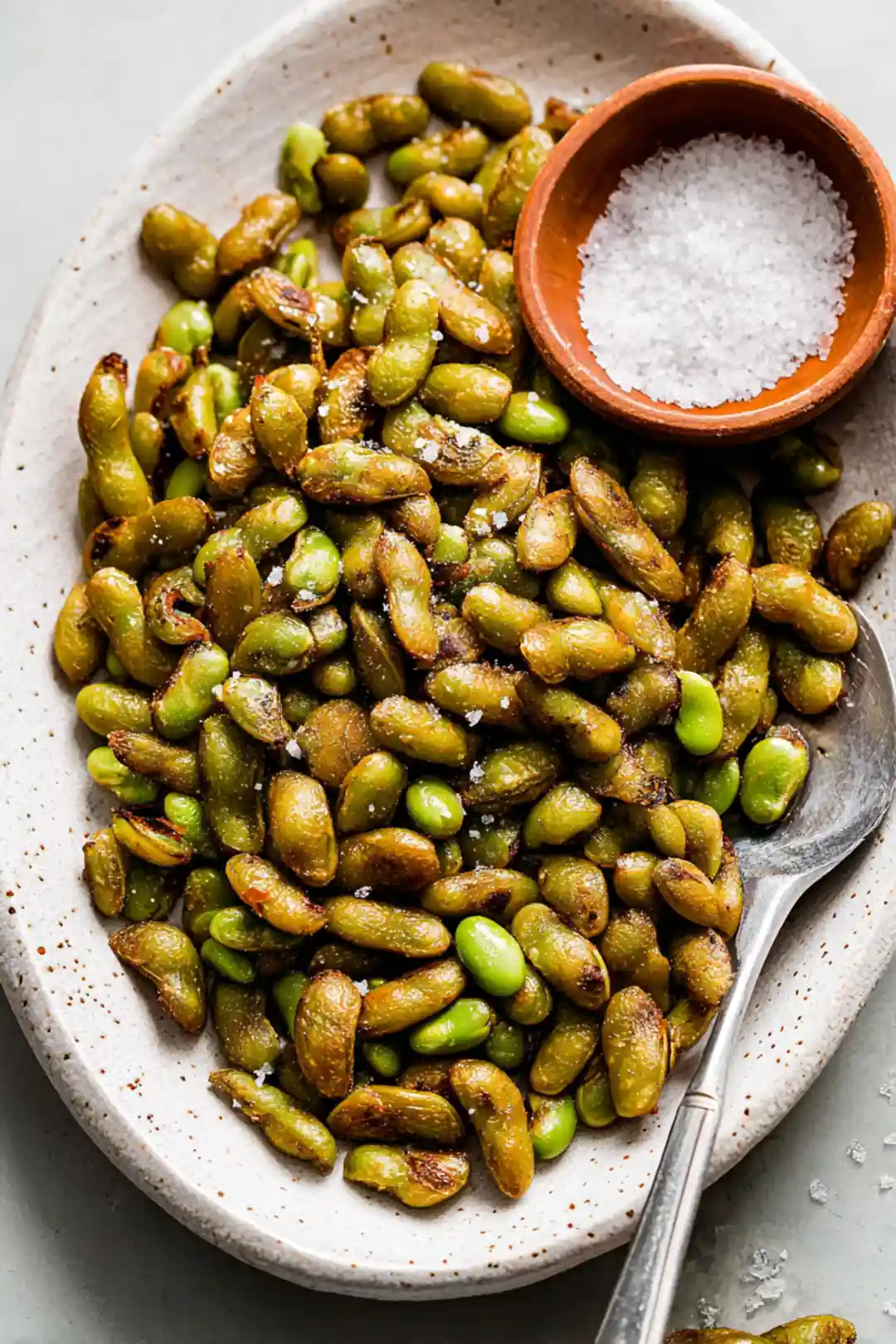 Air fryer edamame with sea salt