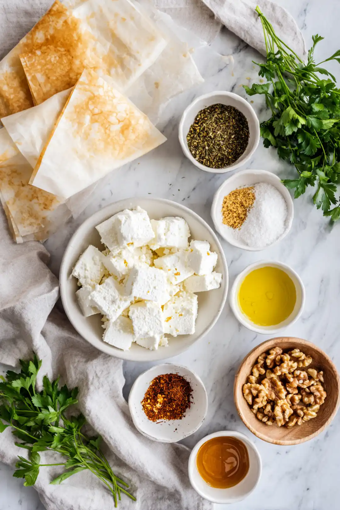 Air fryer feta wrapped in phyllo - ingredients