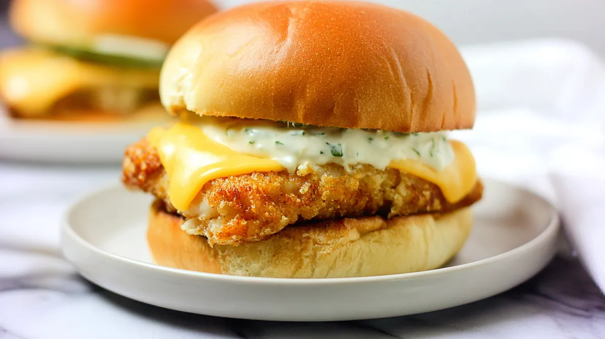 Air fryer frozen fish fillet sandwich