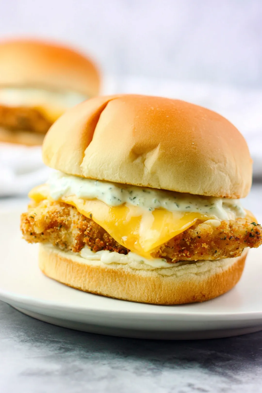 Air fryer frozen fish fillet sandwich