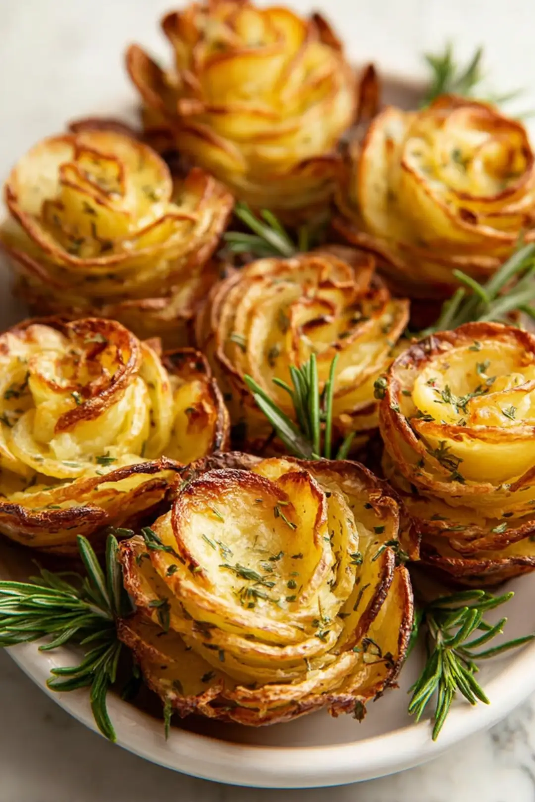 Air fryer garlic butter potato roses
