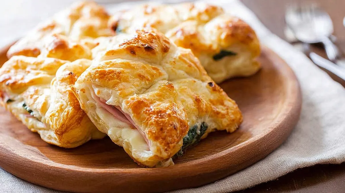 Air fryer ham and swiss puff pastry squares