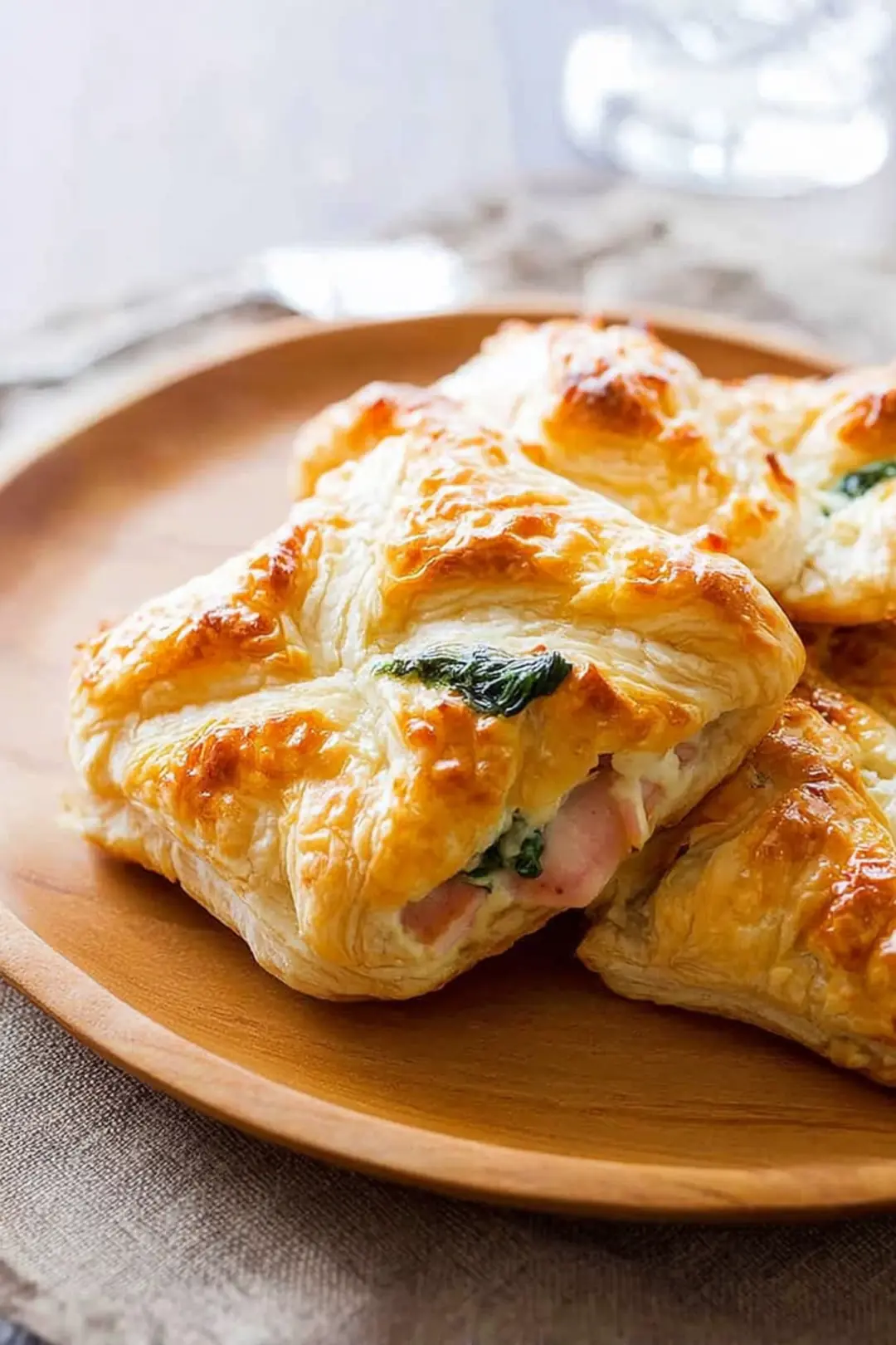 Air fryer ham and swiss puff pastry squares