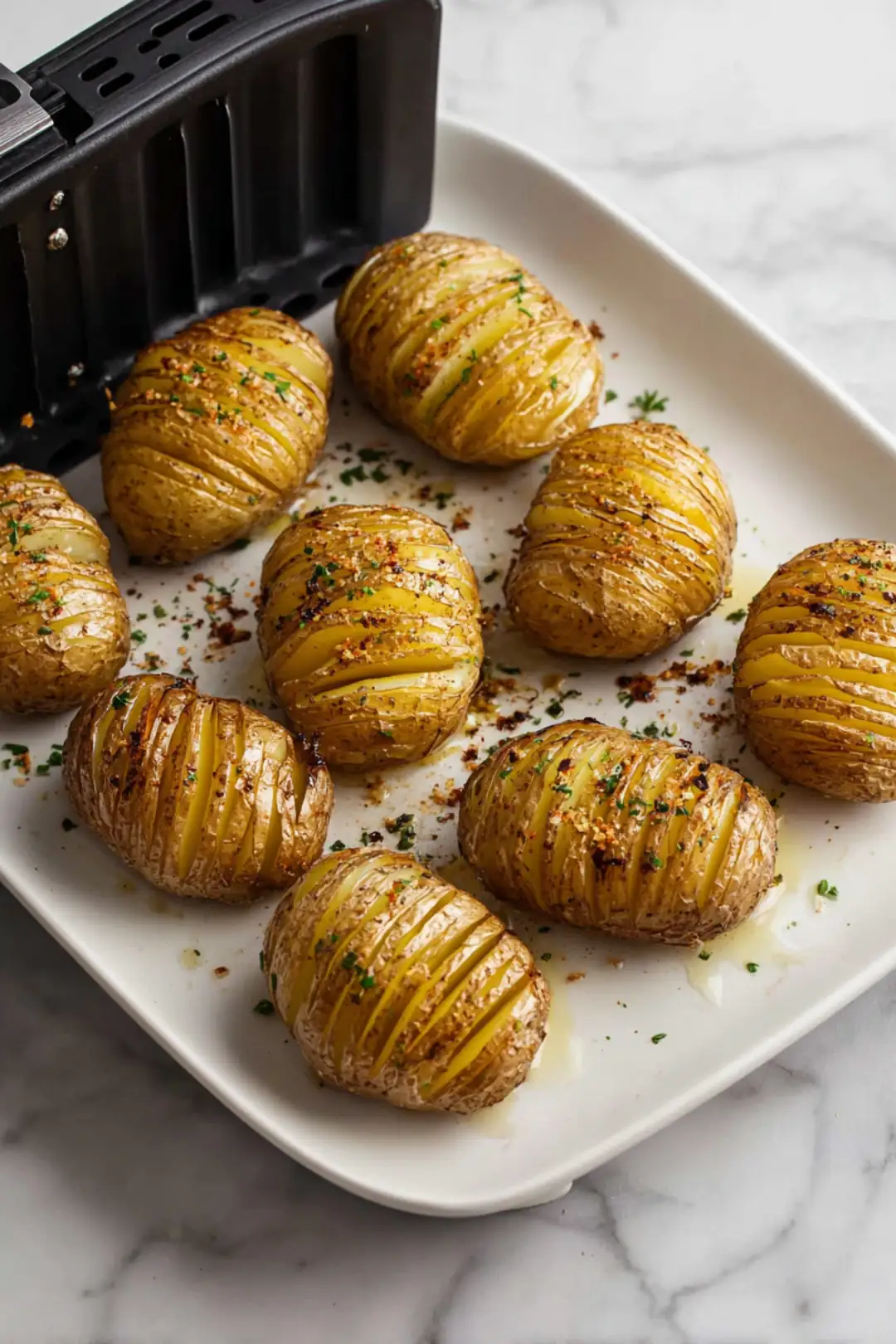 Air fryer hasselback baby potatoes