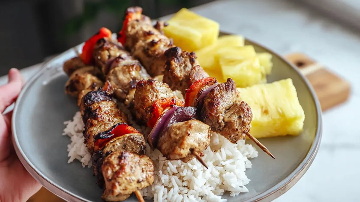 Air fryer jerk chicken skewers