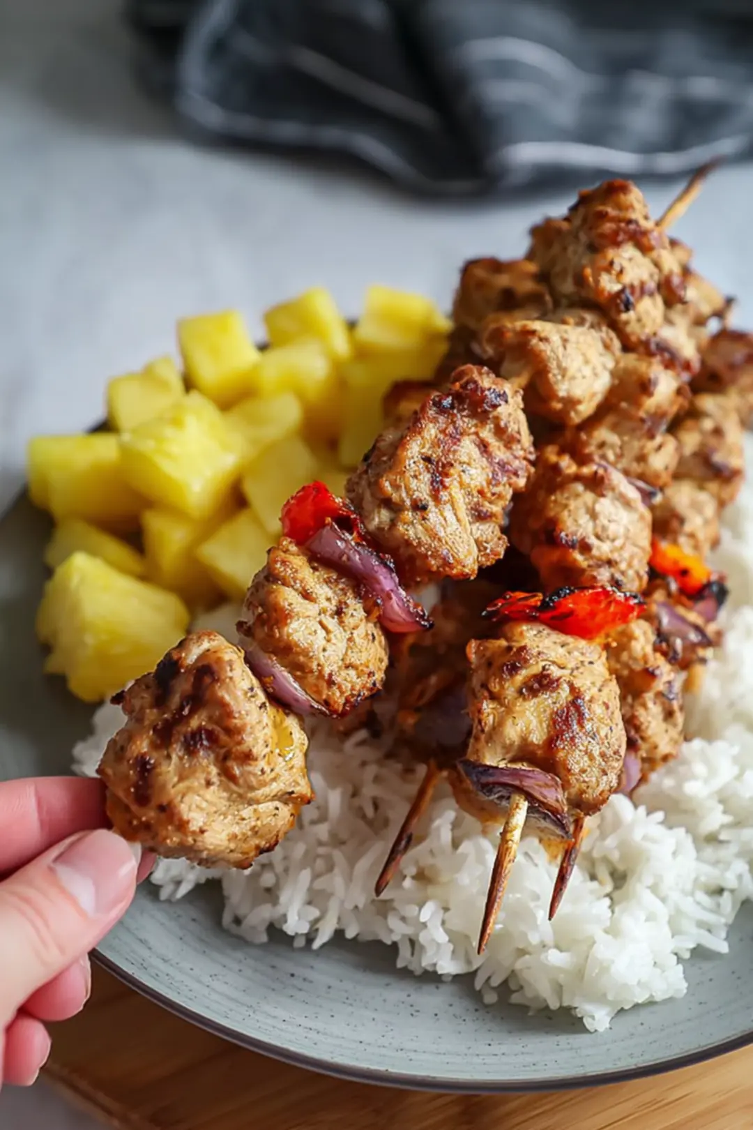 Air fryer jerk chicken skewers