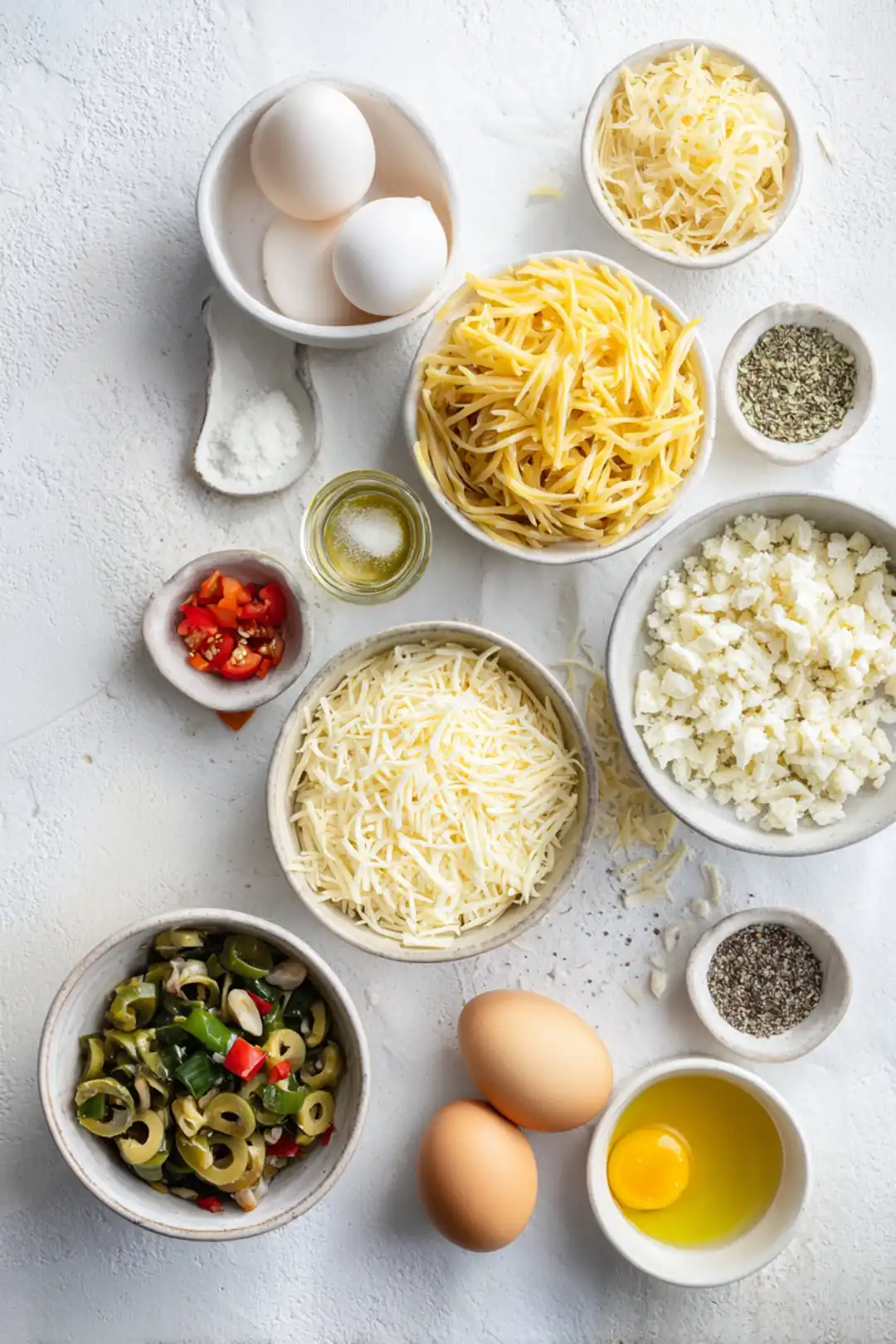 Air fryer leftover pasta frittata - ingredients