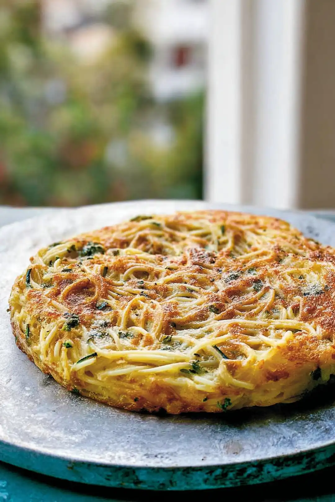 Air fryer leftover pasta frittata