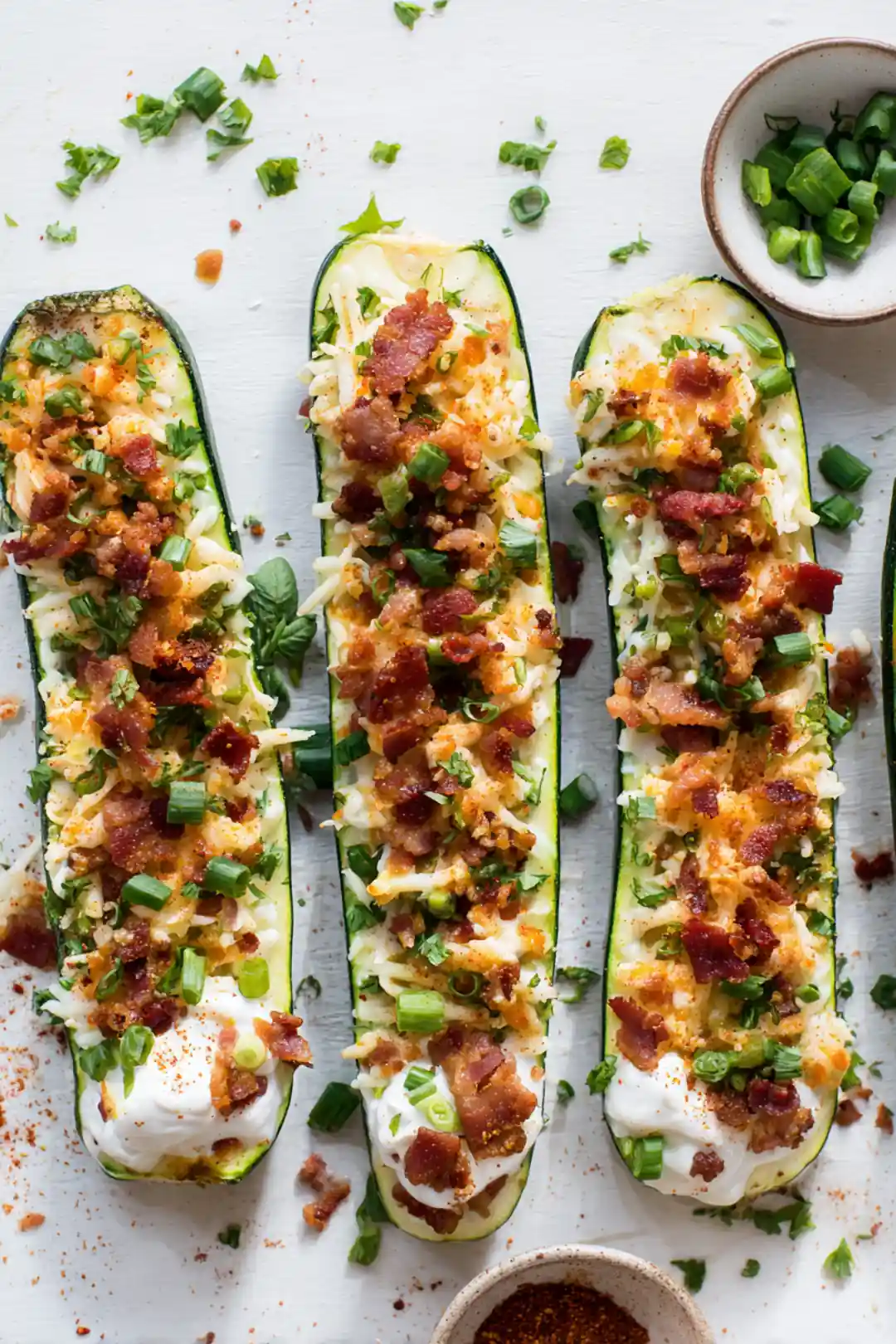 Air Fryer Loaded Zucchini Skins - ingredients