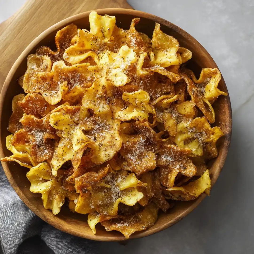 Air fryer pasta chips with truffle salt
