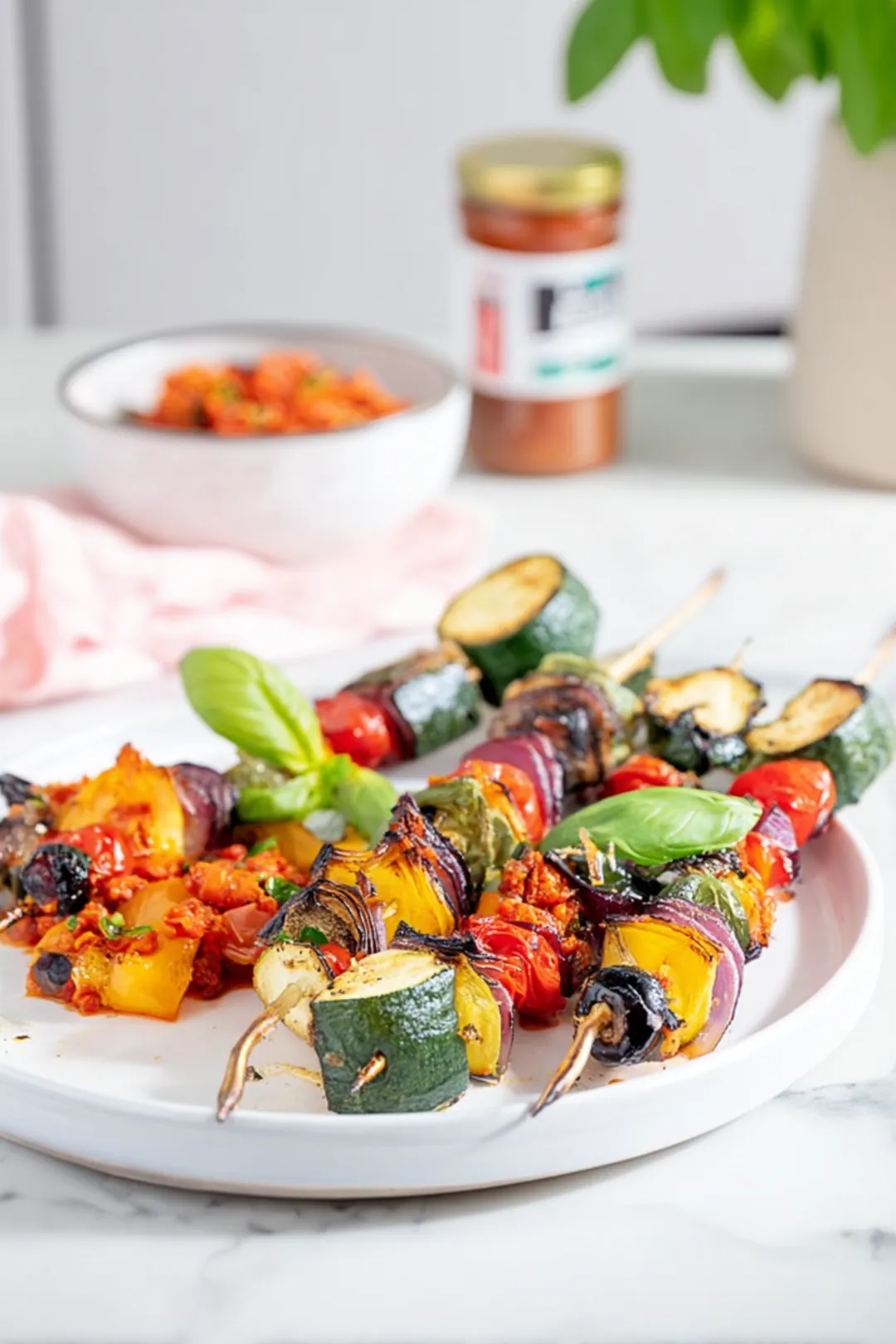 Air fryer rainbow veggie skewers