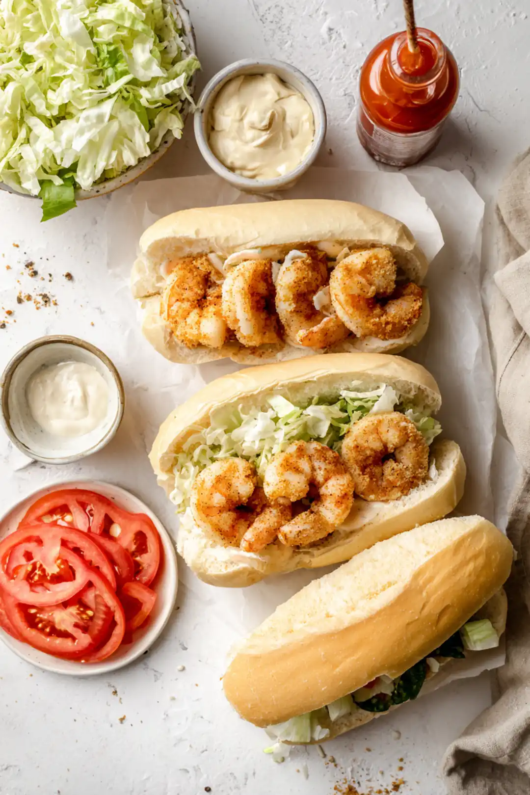 Air fryer shrimp po boy sandwich ingredients
