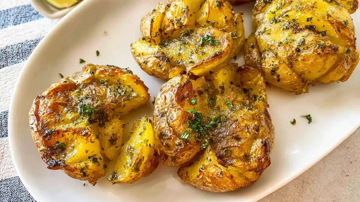 Air Fryer Smash Potatoes with Garlic
