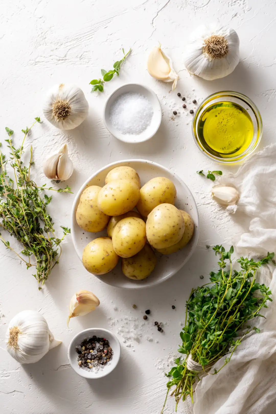 Air Fryer Smash Potatoes with Garlic ingredients