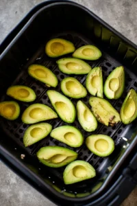 Arrange avocado slices in air fryer