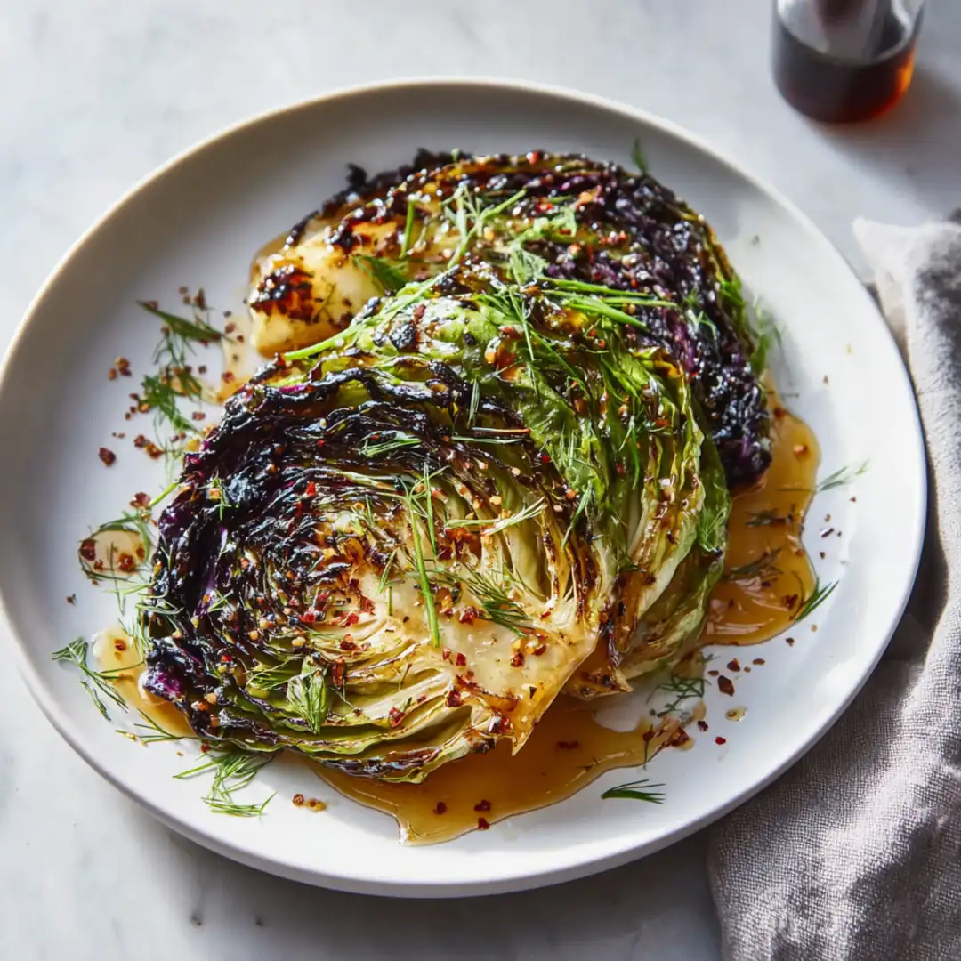 Blistered Cabbage Steaks with Hot Honey