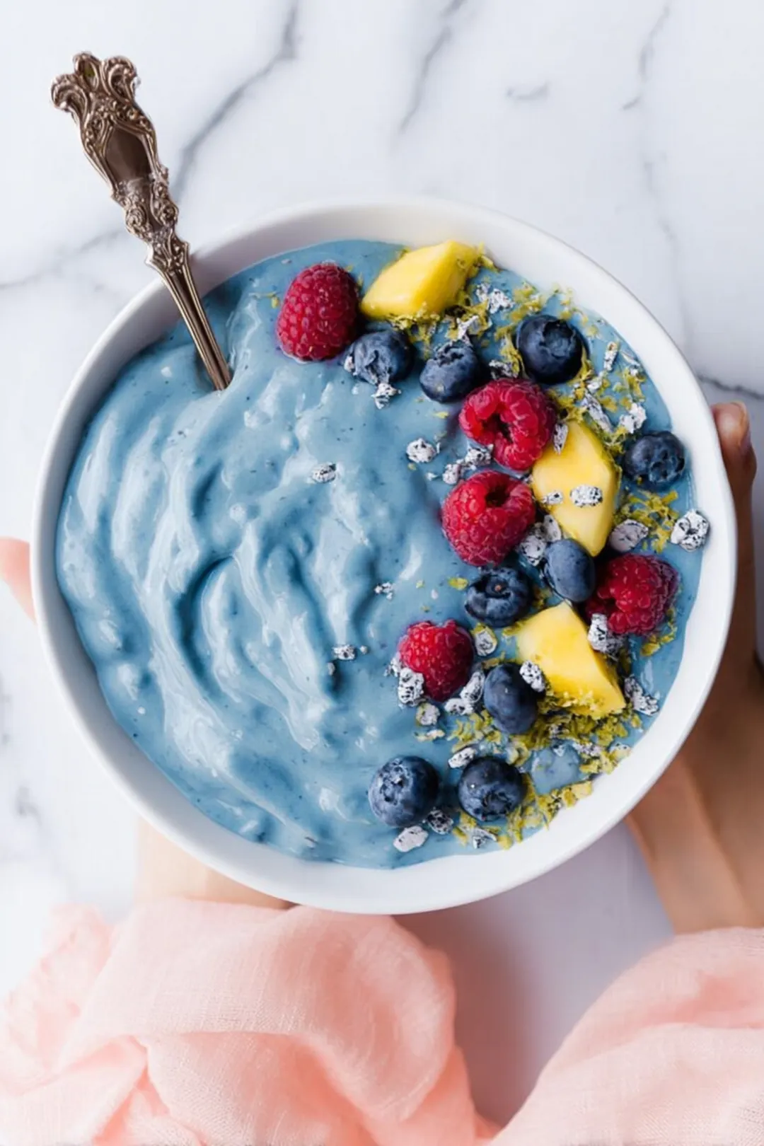 blue coconut milk smoothie bowl