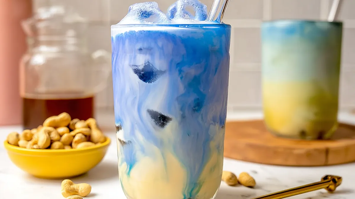 Blue Matcha Latte with Vanilla Cold Foam