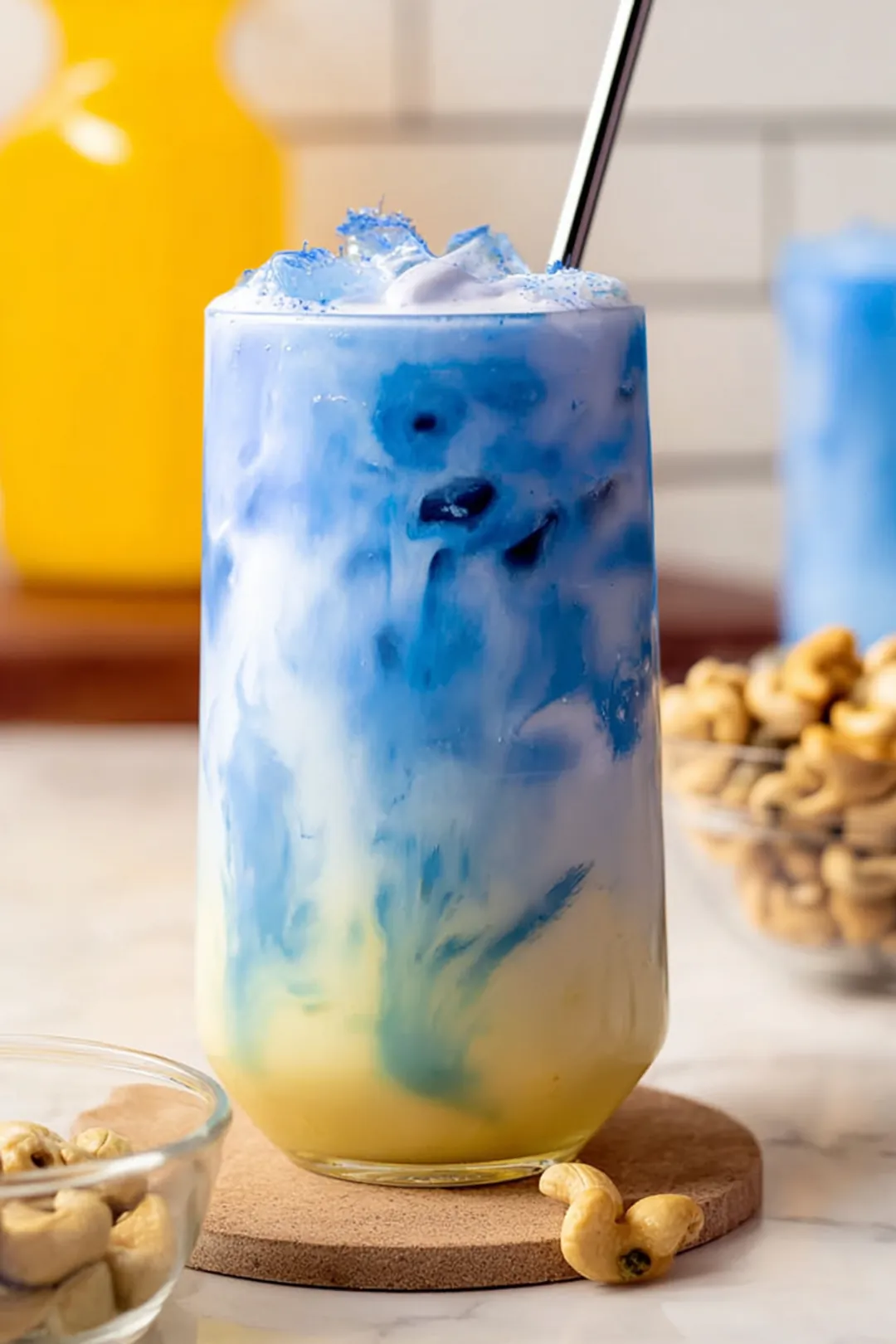 Blue Matcha Latte with Vanilla Cold Foam