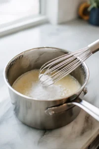Bring water to a boil and add salt then stir in polenta