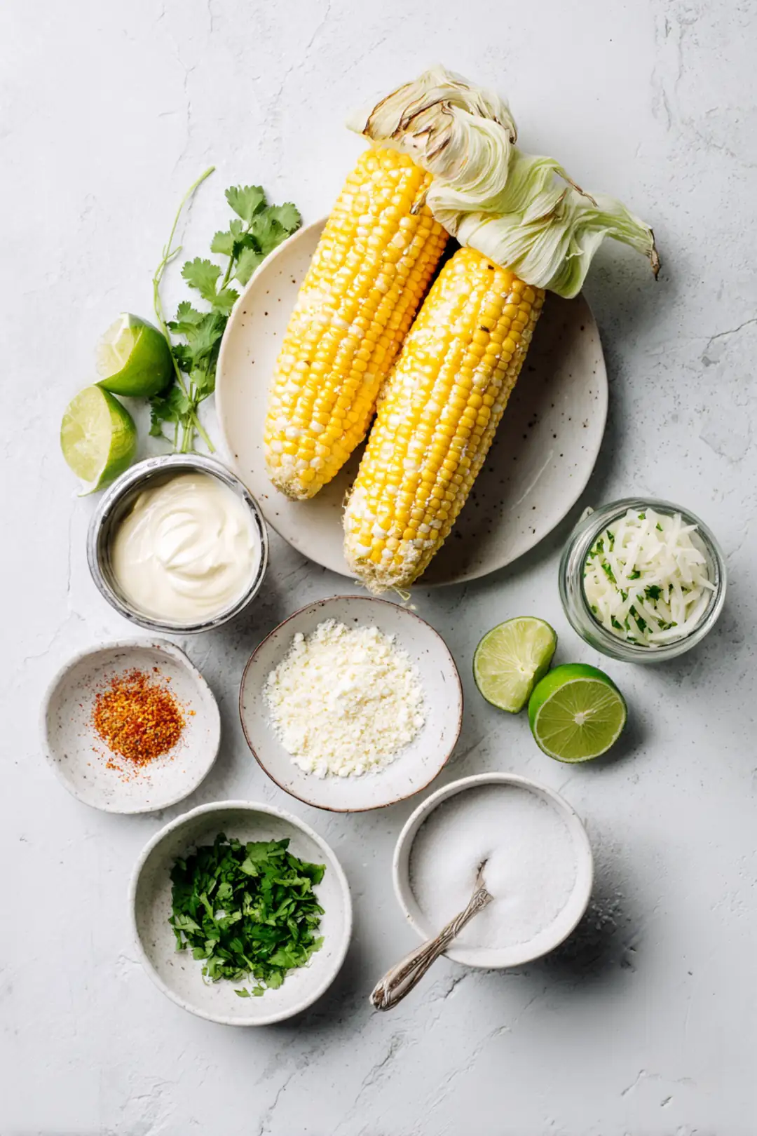 Coachella-style street corn elote with tajin lime ingredients