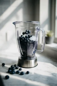 Combine blueberries, lemonade, and ice in a blender