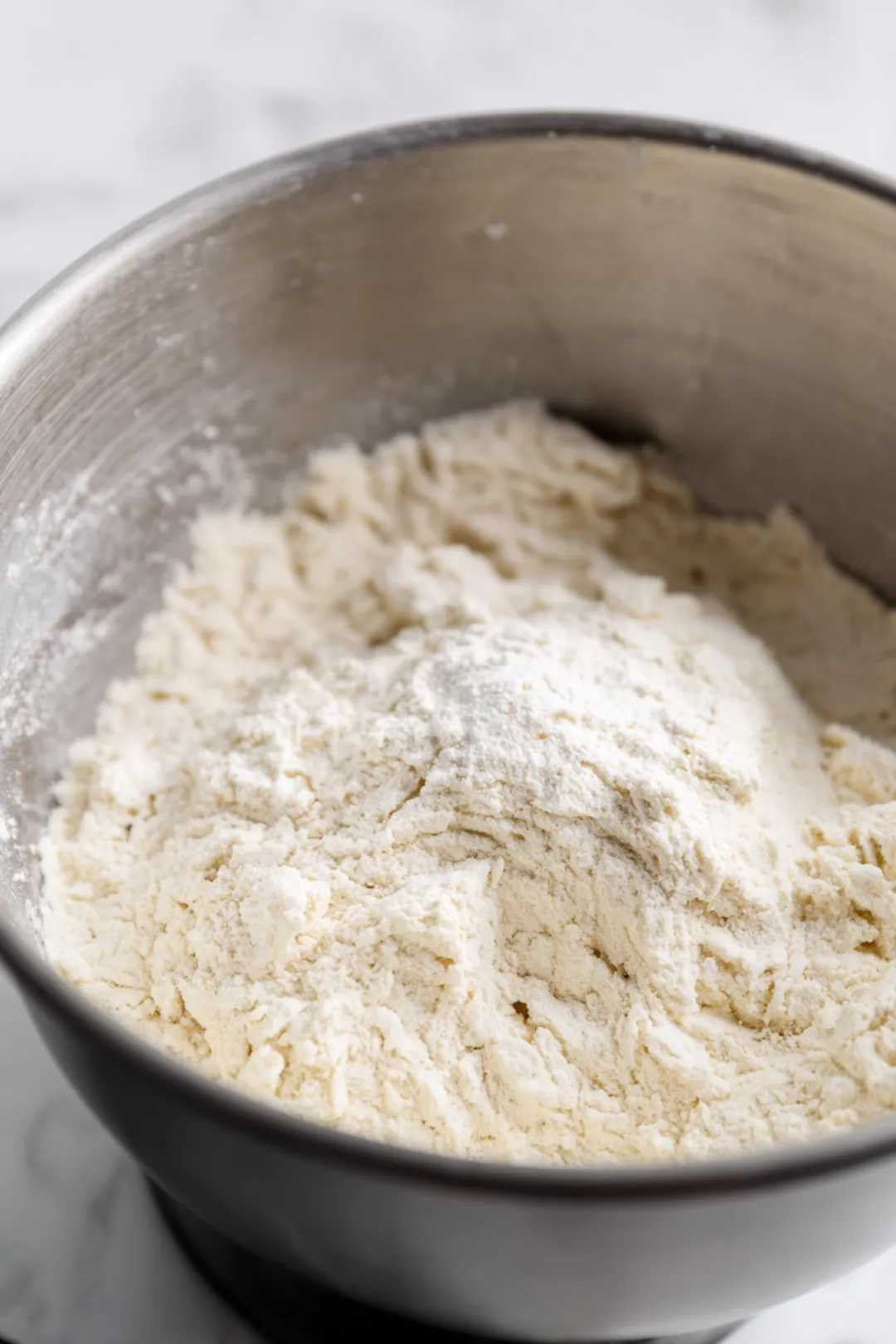 Combine flour, sourdough starter, and salt in a mixing bowl