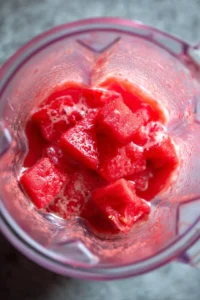 Combine watermelon chunks and brewed hibiscus tea in a blender and blend until smooth