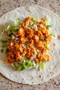Fill tortilla with buffalo chicken filling
