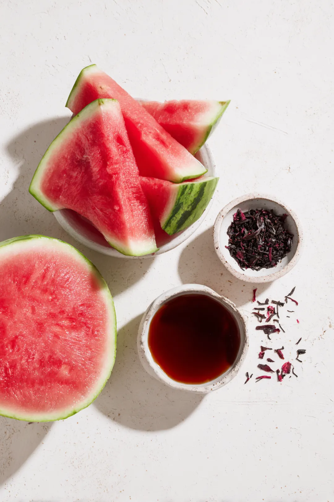 Frozen watermelon and hibiscus cooler pops - ingredients