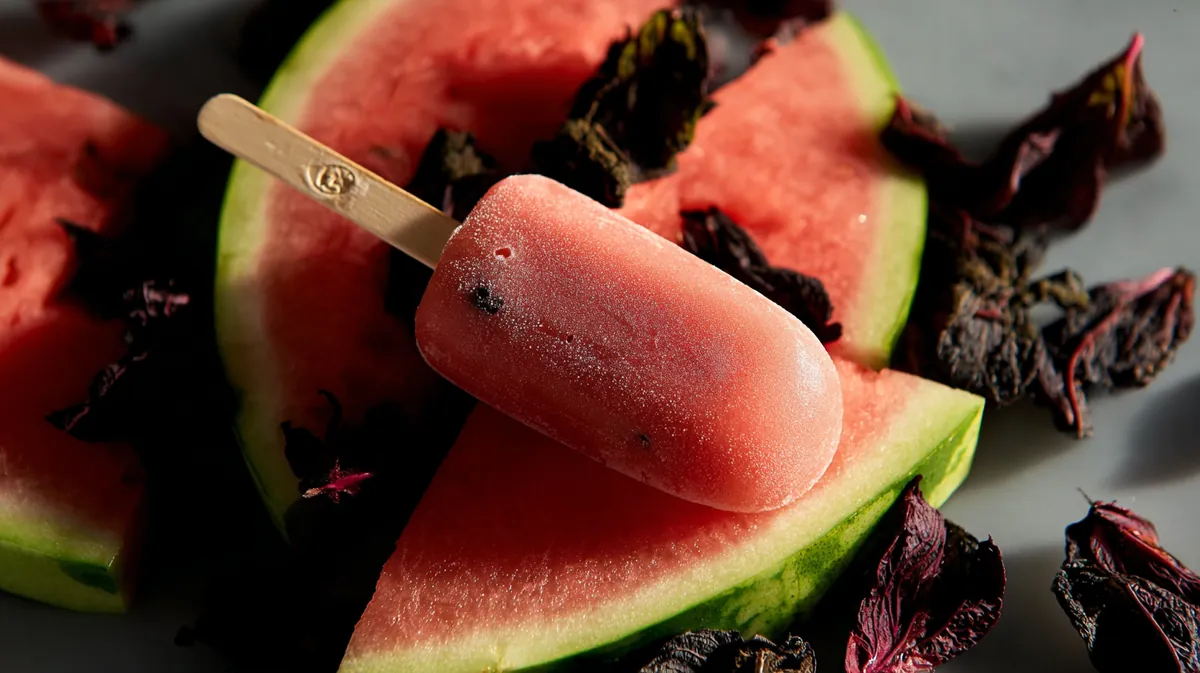 Frozen watermelon & hibiscus cooler pops