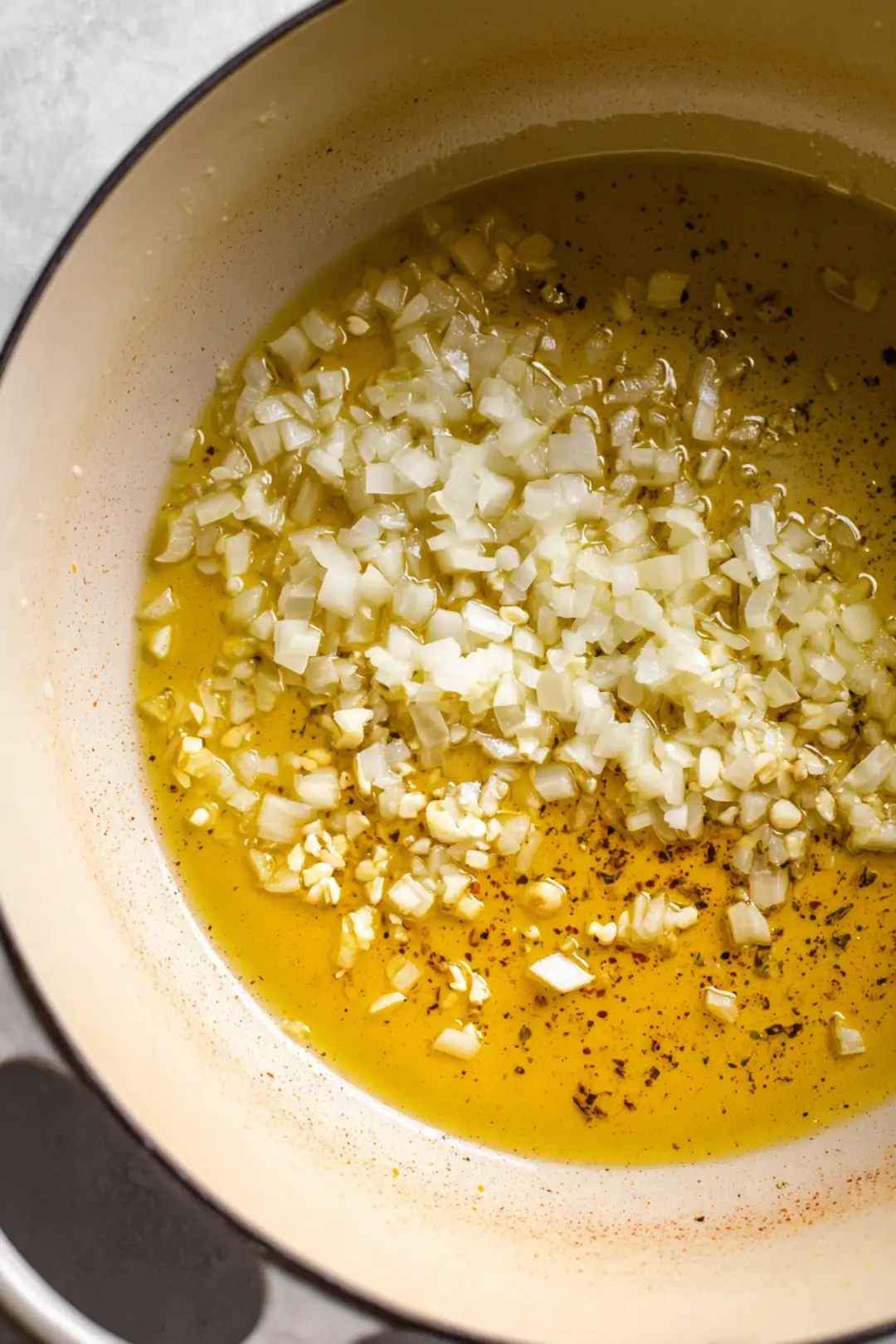 Heat the olive oil and sauté the diced onion