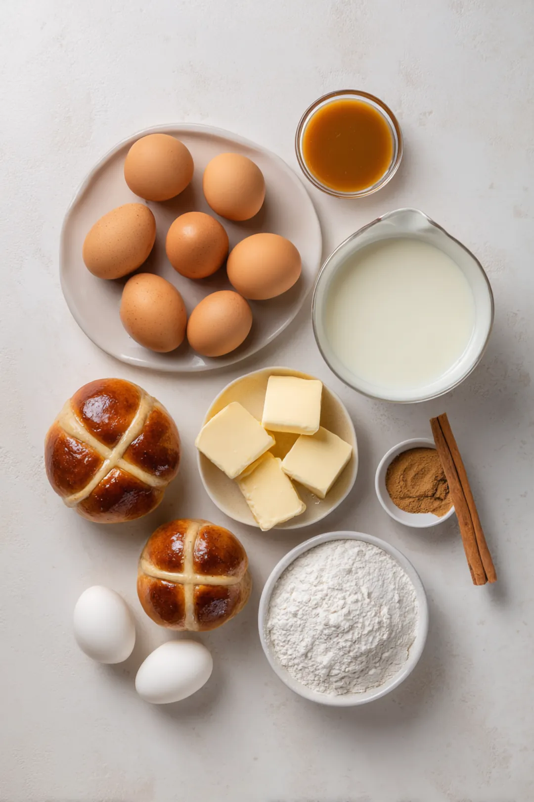 Hot Cross Bun Bread Pudding with Salted Caramel ingredients
