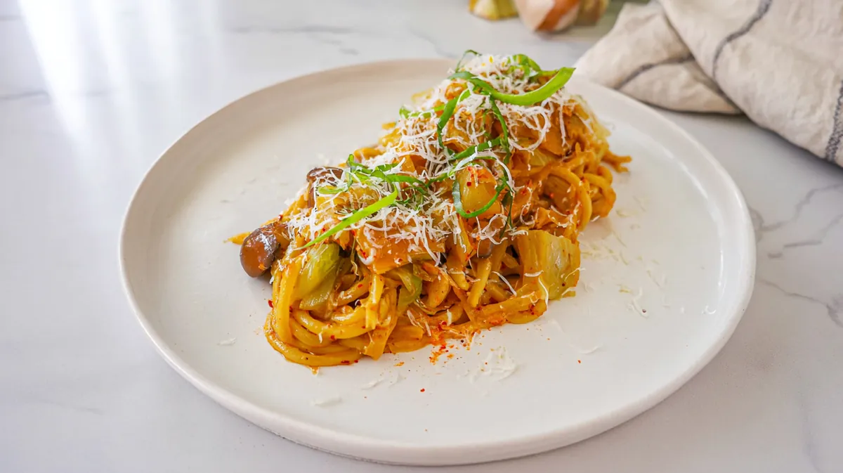 Kimchi Infused Cabbage Alfredo