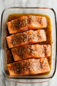Marinate the salmon fillets