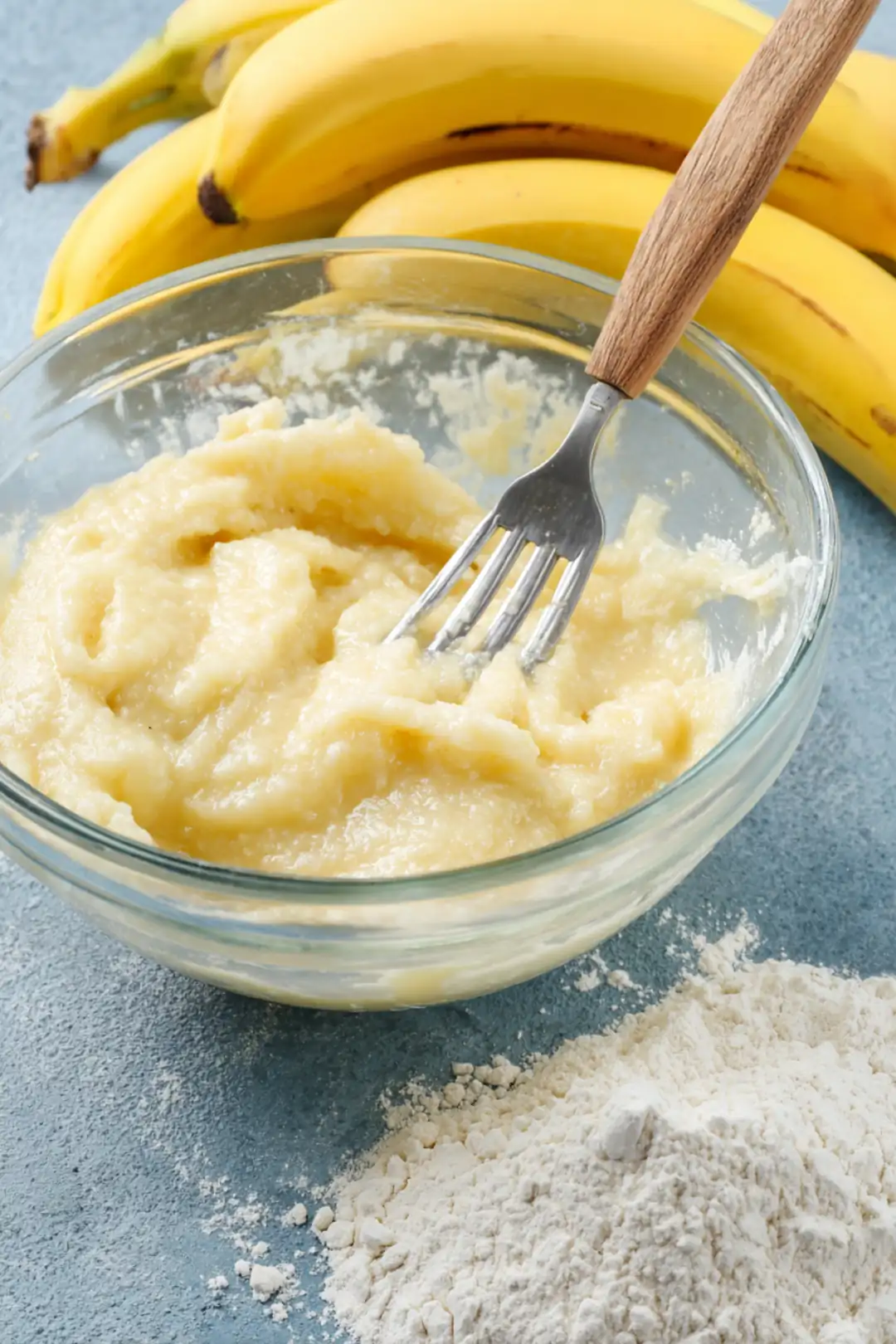 Mash ripe bananas until smooth