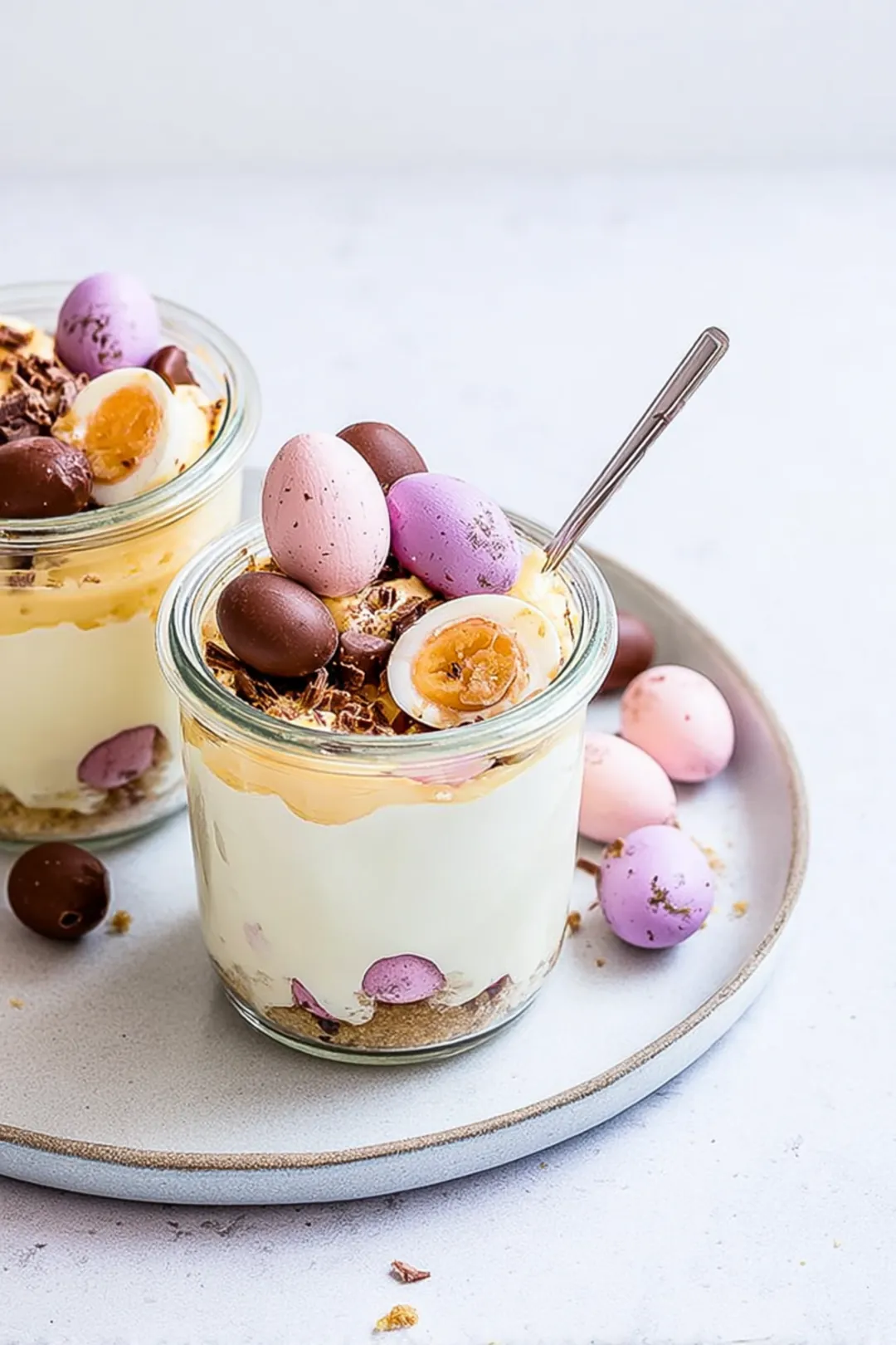 Mini Cadbury Egg Cheesecake Jars