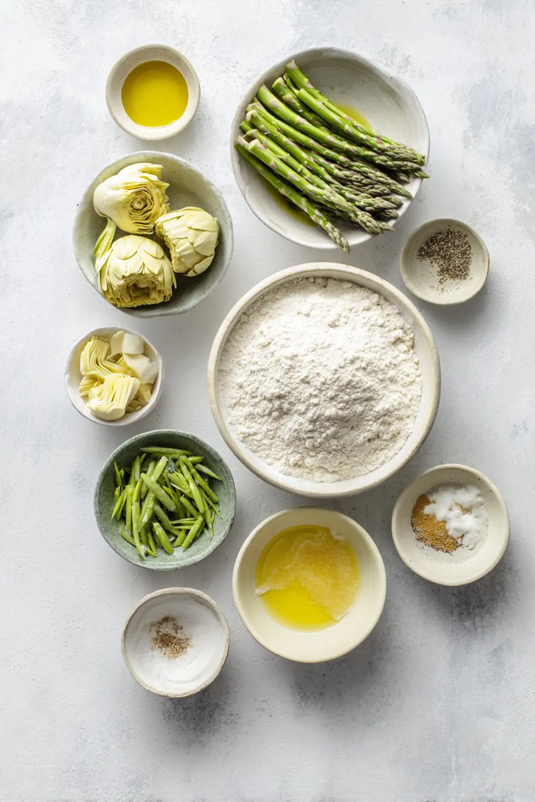  One-Pan Seasonal Asparagus & Artichoke Fritters - ingredients