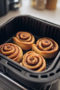 Place cinnamon rolls in the air fryer basket
