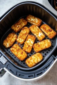 Place seasoned halloumi fries in the air fryer