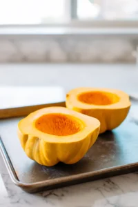 Place the squash halves cut side down on a baking sheet and bake for 30 45 minutes or until tender