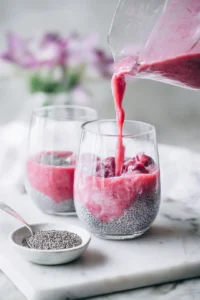 Pour slushie into glasses and top with chia seeds
